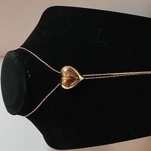 Vintage 1980's Necklace Bolo Heart